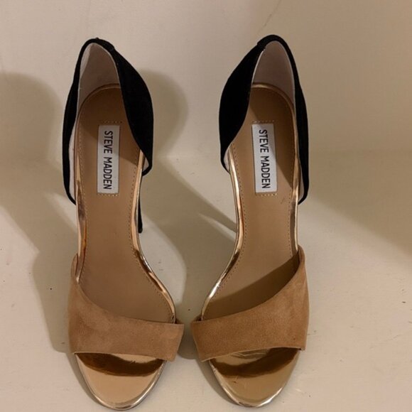 Steve Madden Two-Tone Black and Tan Heels - Picture 1 of 6